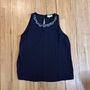 LOFT Black Sleeveless Blouse with Embellishments